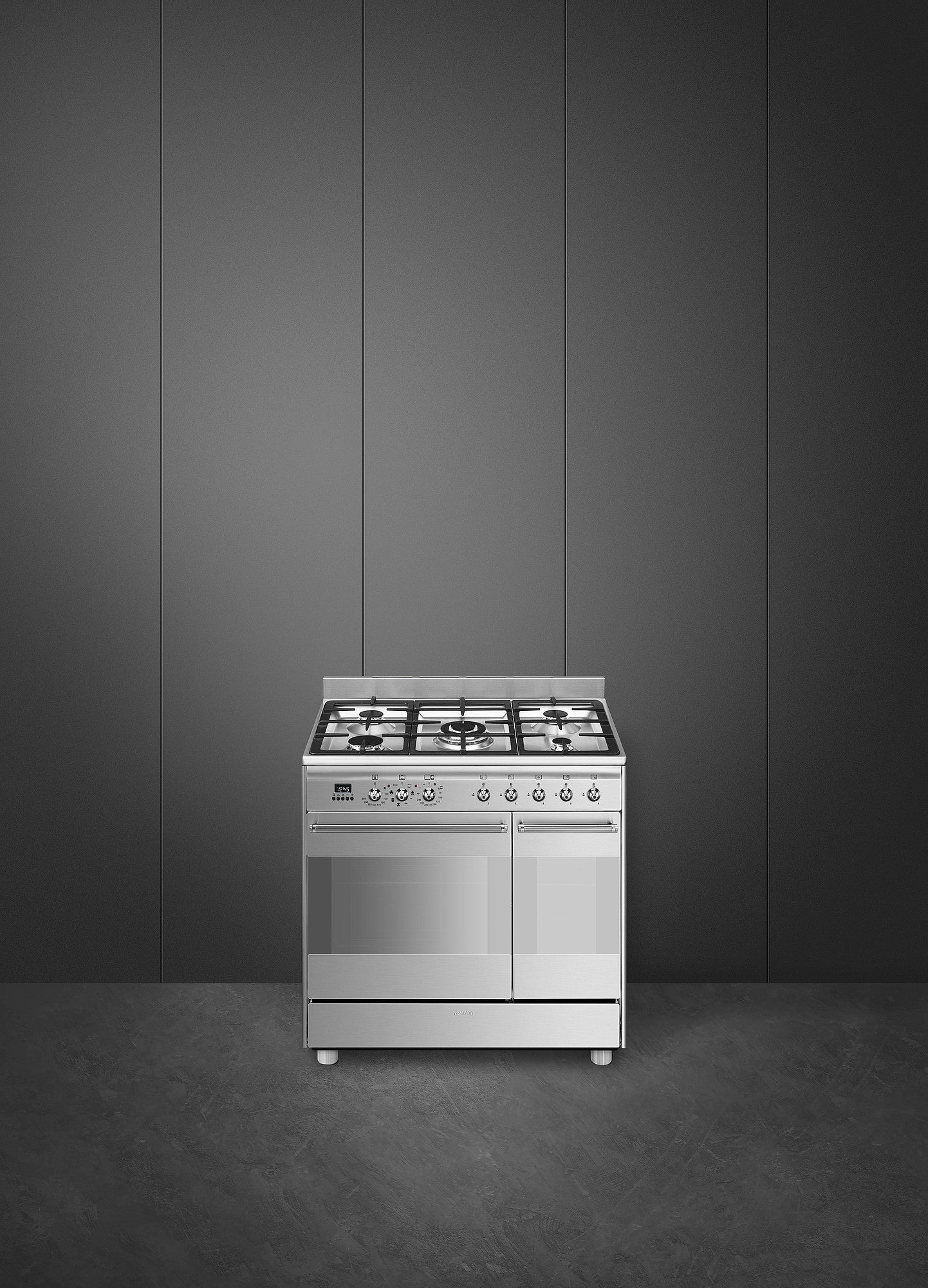 Smeg SCB92MX8 79.7cm Dual Fuel Rangecooker with Double Oven and Gas Hob - Stainless steel