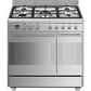 Smeg SCB92MX8 79.7cm Dual Fuel Rangecooker with Double Oven and Gas Hob - Stainless steel