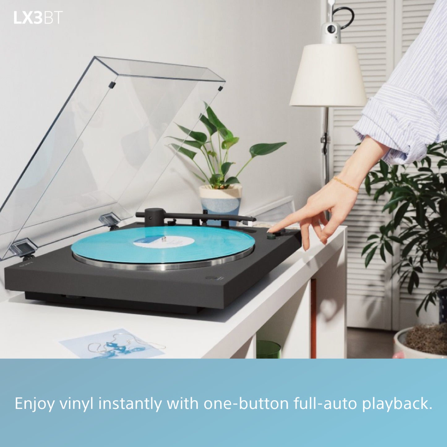 Sony PSLX3BT.CEK Wireless Bluetooth Turntable with Auto Playback - Dark Grey