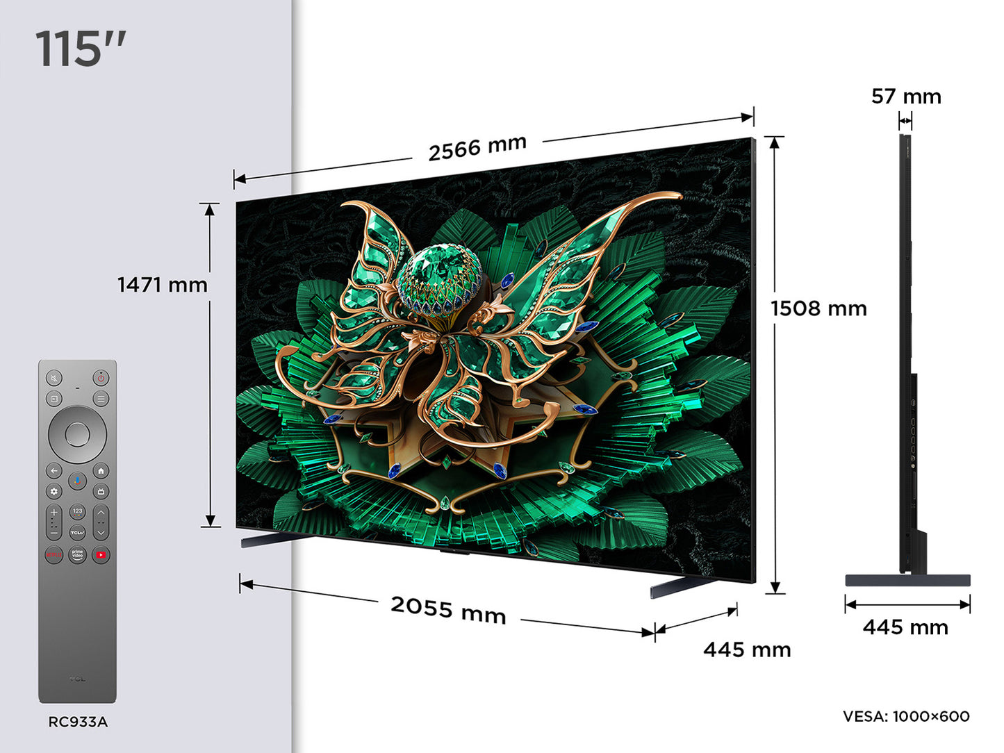 TCL 115C7K-UK 115" 4K QD-Mini LED UHD Smart Google TV