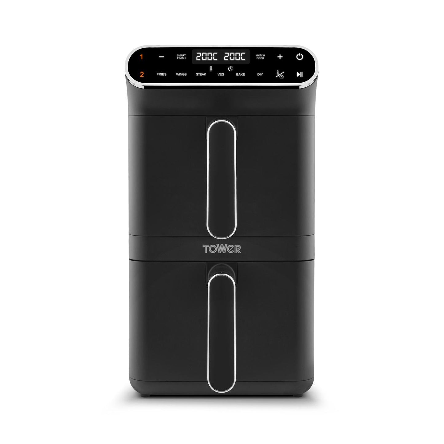 Tower T17190 Vortx 11L Dual Layer Air Fryer - Black with Chrome Trim