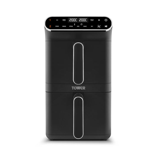 Tower T17190 Vortx 11L Dual Layer Air Fryer - Black with Chrome Trim