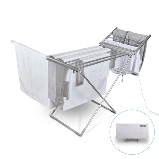Tower T25003 Heated Winged Airer with Cover - Silver