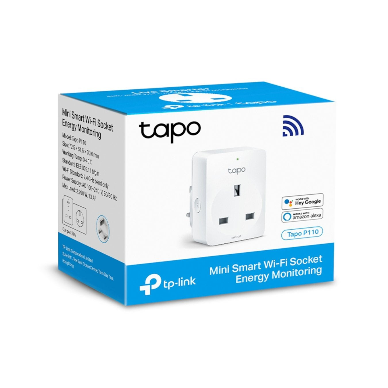 TP-Link TAPOP110 Energy Monitoring Mini Smart Wi-Fi Plug - White