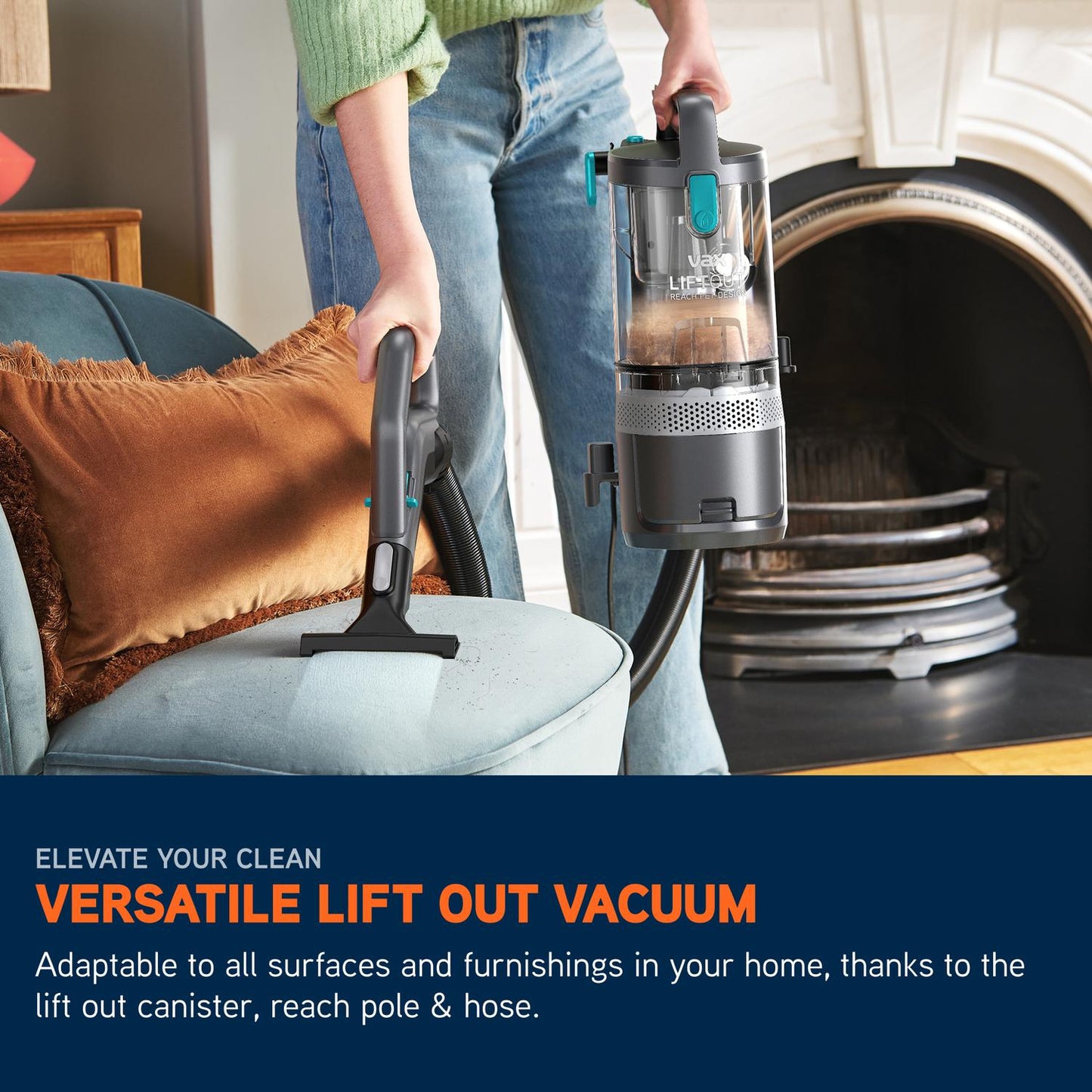 Vax CDUP-LORP LiftOut Reach Pet-Design Upright Vacuum Cleaner - Graphite / Teal