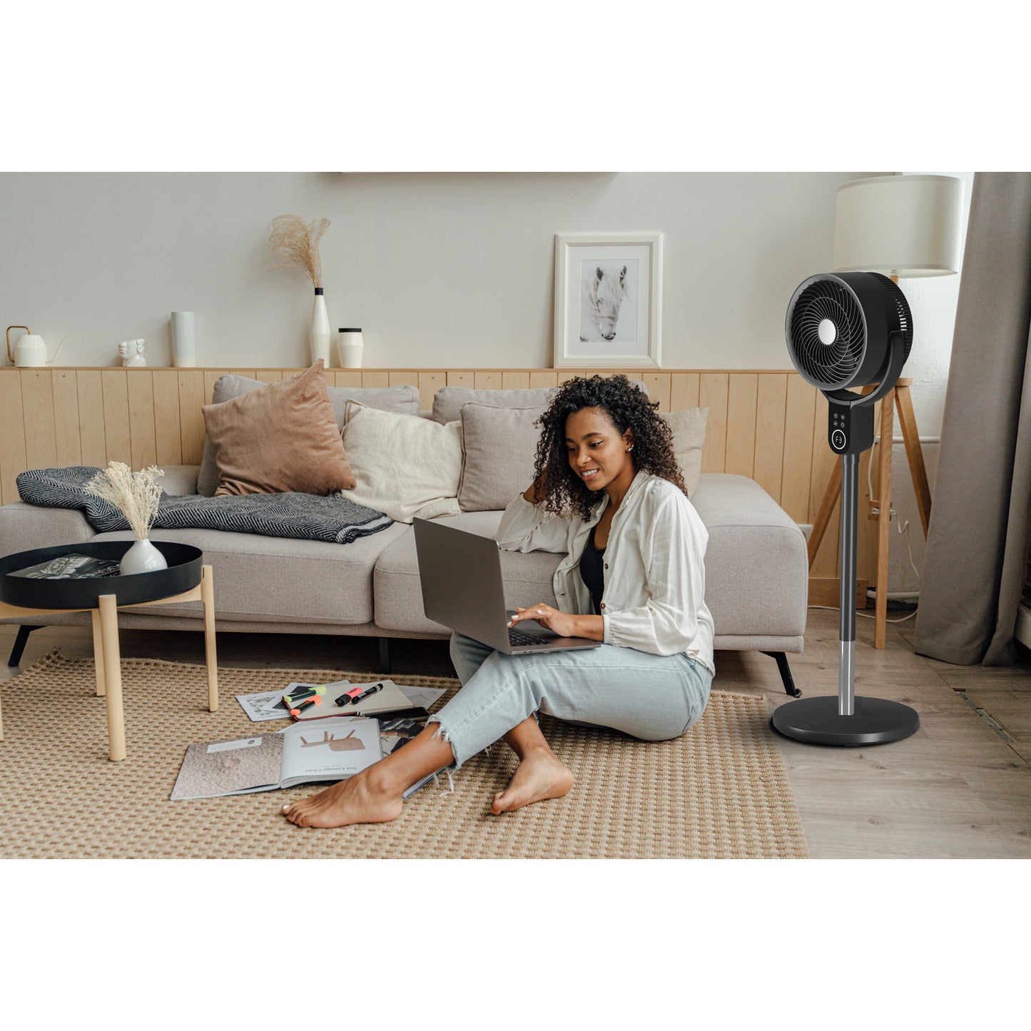 Vybra VS001-OFG Dual Height Tilt & Swing Oscillating Fan - Graphite